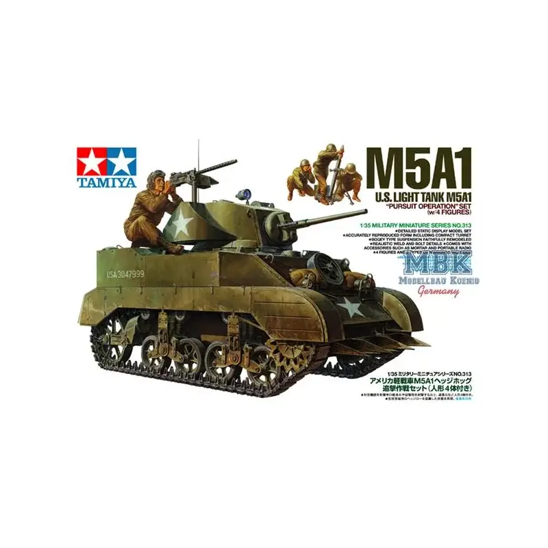 M5A1 with 4 figures Schaalmodel Gratis Retour