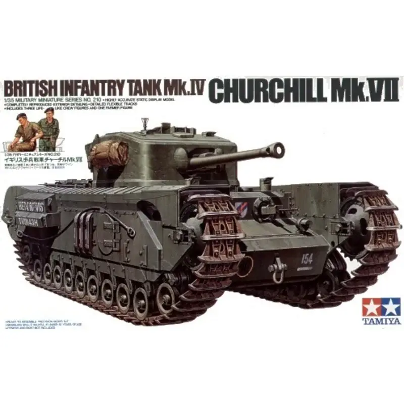 Bestel Nu Churchill Mk.VII includes 3 crewman and 1 European Farmer figure and small 4 wheel cart