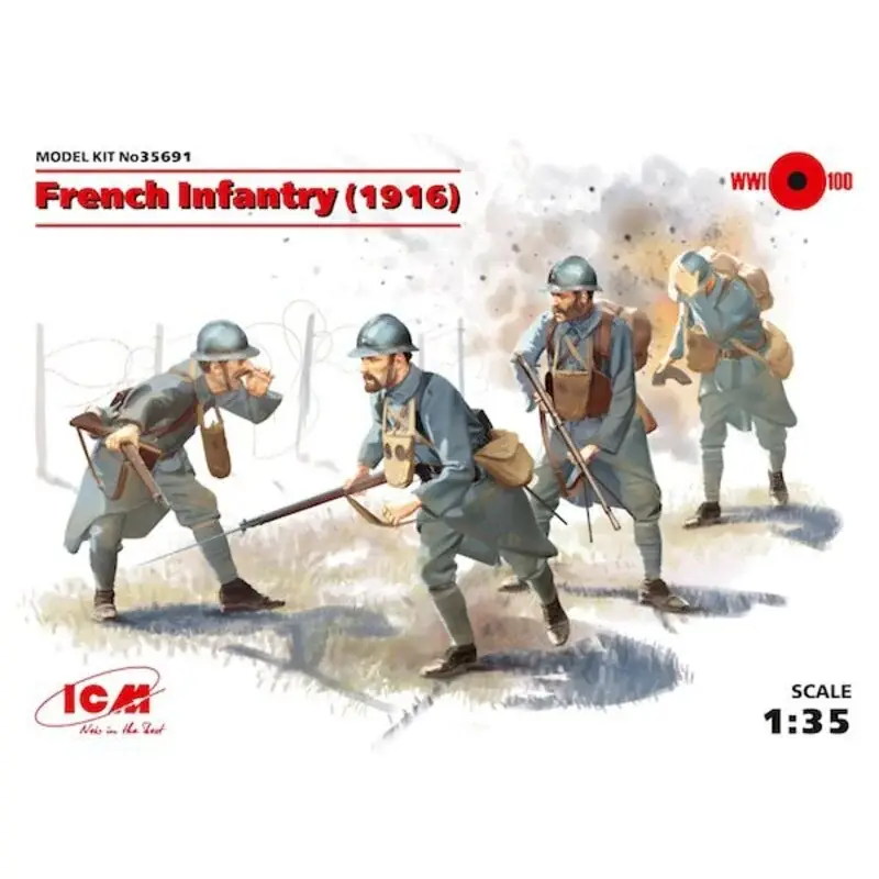 Betaalbaar French Infantry (1916) (4 cijfers) (WWI) (100% nieuwe mallen) Figuren