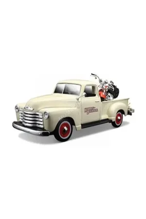 Chevrolet 3100 "harley davidson" pick-up 1950 met motorfiets 2001 Miniatuur Express Levering