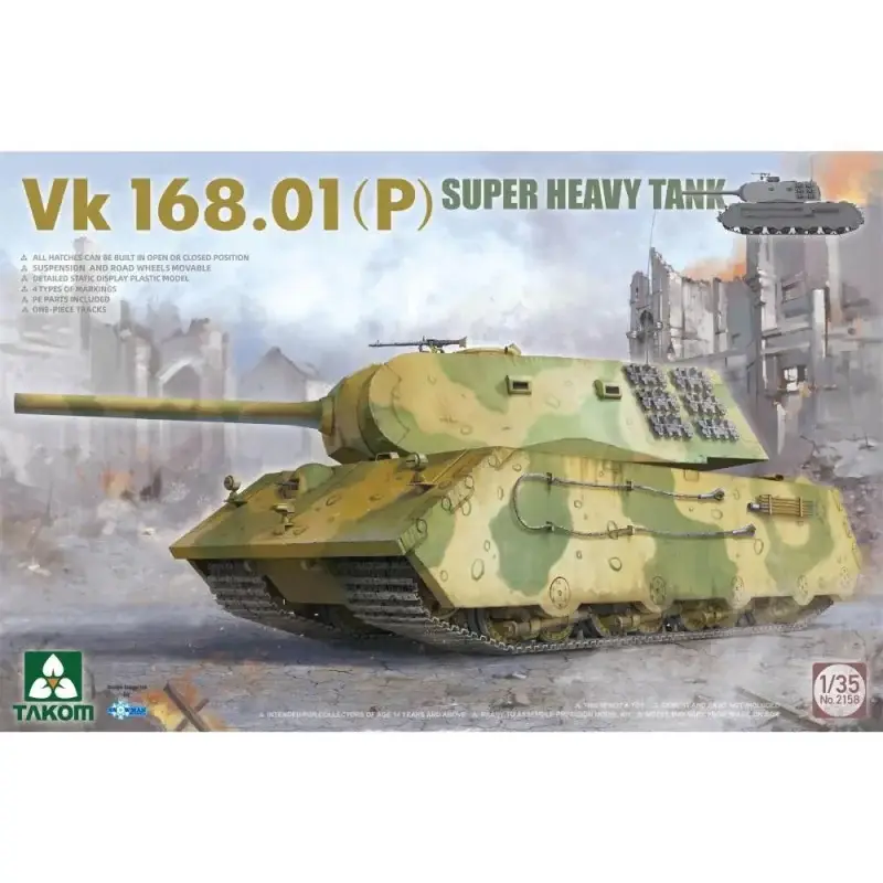Fabrieksprijs TAKOM MODEL: 1/35; Vk 168.01(P) Super Heavy Tank Schaalmodel