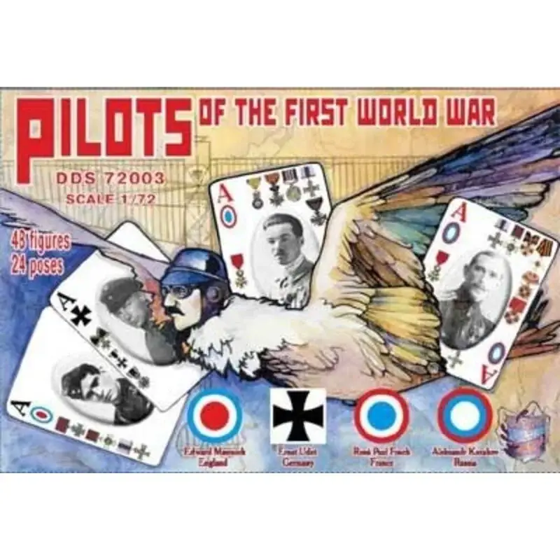 WWI pilots . Please see the pictures for the 48 figures Many different poses . 24 poses. English - German- French - Russian. Edw Korting
