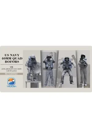 Direct Verzonden US NAVY 40MM QUAD BOFORS Anti-Aircraft Gun Crew with Life Jackets Set 2J 1:35 Figure Figuren
