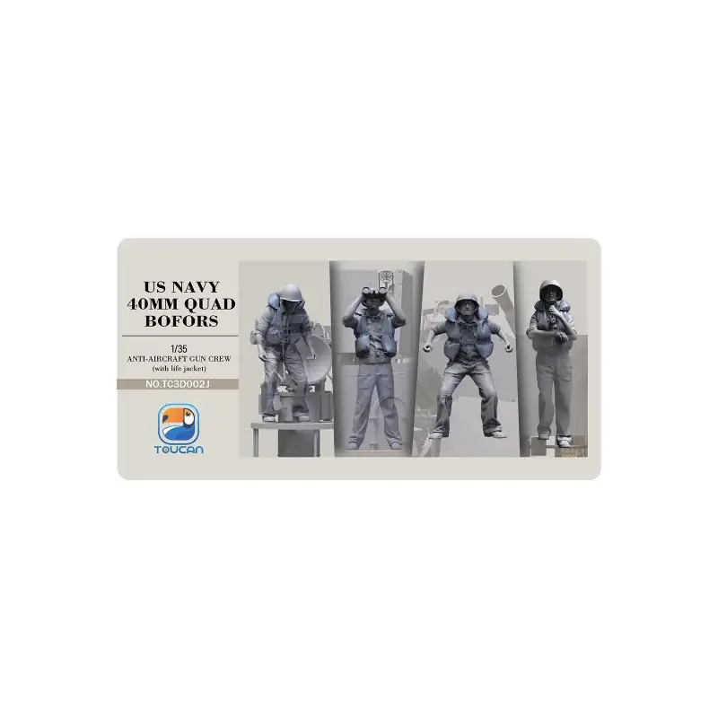 Direct Verzonden US NAVY 40MM QUAD BOFORS Anti-Aircraft Gun Crew with Life Jackets Set 2J 1:35 Figure Figuren