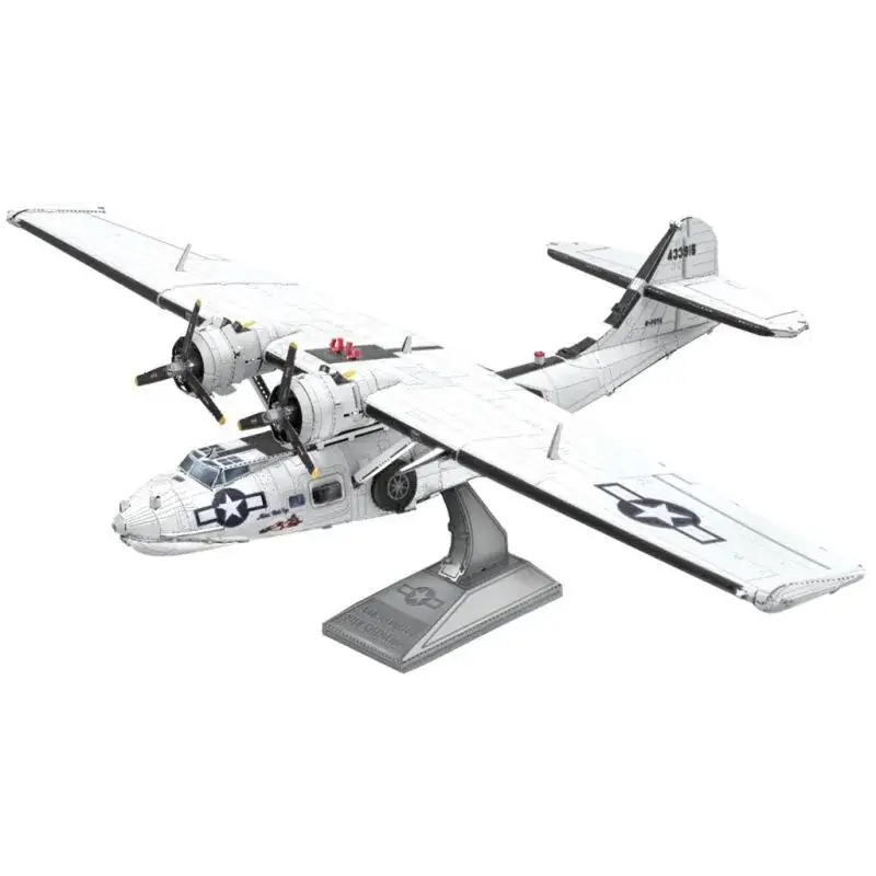 Op = Op MetalEarth Aviation: CONSOLIDATED PBY CATALINA 21x13,5x7cm, 3D metalen model met 3 vellen, op kaart, 14+