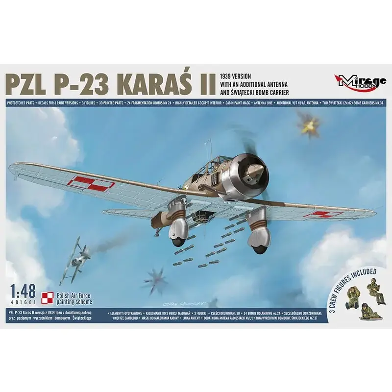 Beperkte Voorraad PZL P-23 KARAS II,1939 Version with an Additional Antenna Schaalmodel