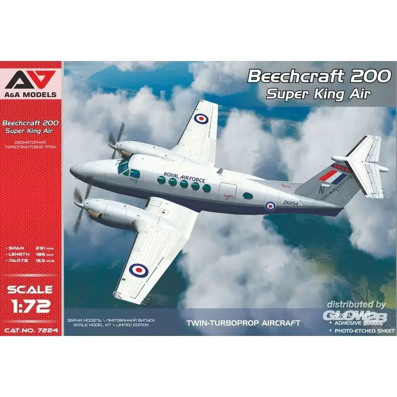 Beechcraft 200 Super King Air TWIN-TURBOPROP VLIEGTUIGEN Schaalmodel Alleen Vandaag