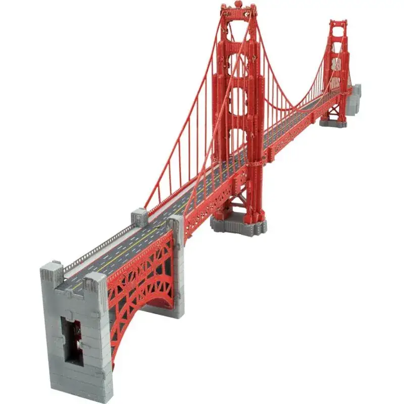 MetalEarth: PREMIUM SERIES - GOLDEN GATE BRIDGE 36,7x7,5x2,4cm, 3D metalen model met 2,5 vellen, in doos 13,5x22x2cm, 14+ Populair