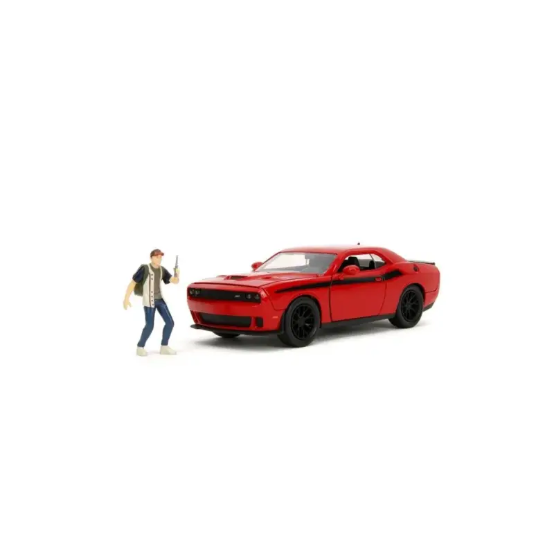 1:24 dodge challenger the walking dead w/glenn figure glossy red holl Miniatuur Gecertificeerd