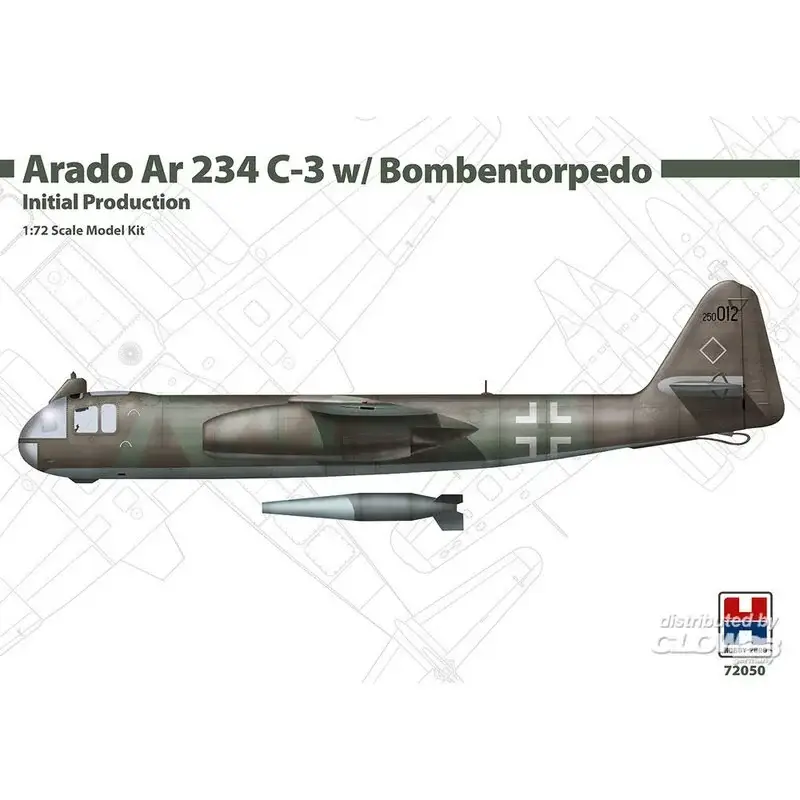 Bestseller Arado Ar 234 C-3 met eerste productie van Bombentorpedo Schaalmodel