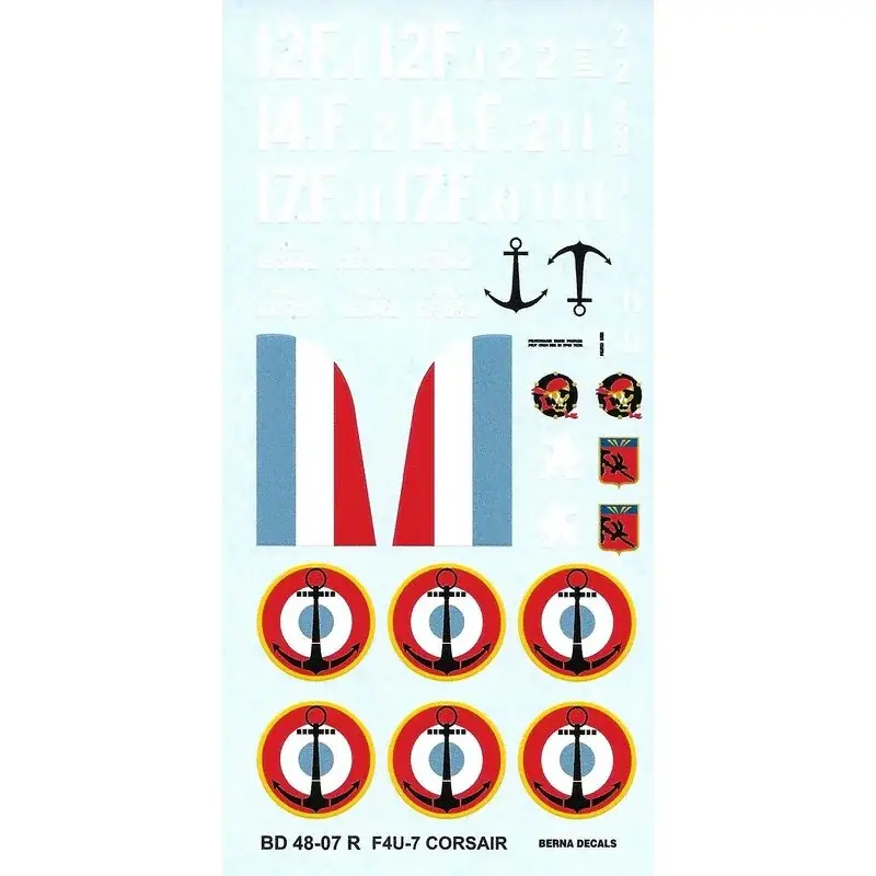 Sticker Re-afgedrukt: 1/48 Vought F4U-7 Franse Corsair, Indochina, Egypte, Tunesië (3 programma's) Goedkoop