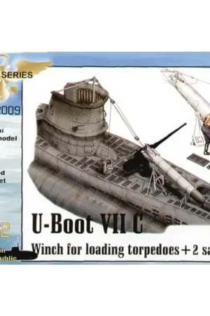 U-Boat Type VIIc winch for loading torpedos loading rollers and torpdeo (toebehoren voor modelbouwsets van Revell) Flitsaanbieding