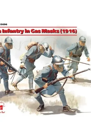 Koop Online Franse infanterie in gasmaskers (1918) (4 cijfers) De set bevat een cijfer van de sersant en drie soldatencijfers van Franse in
