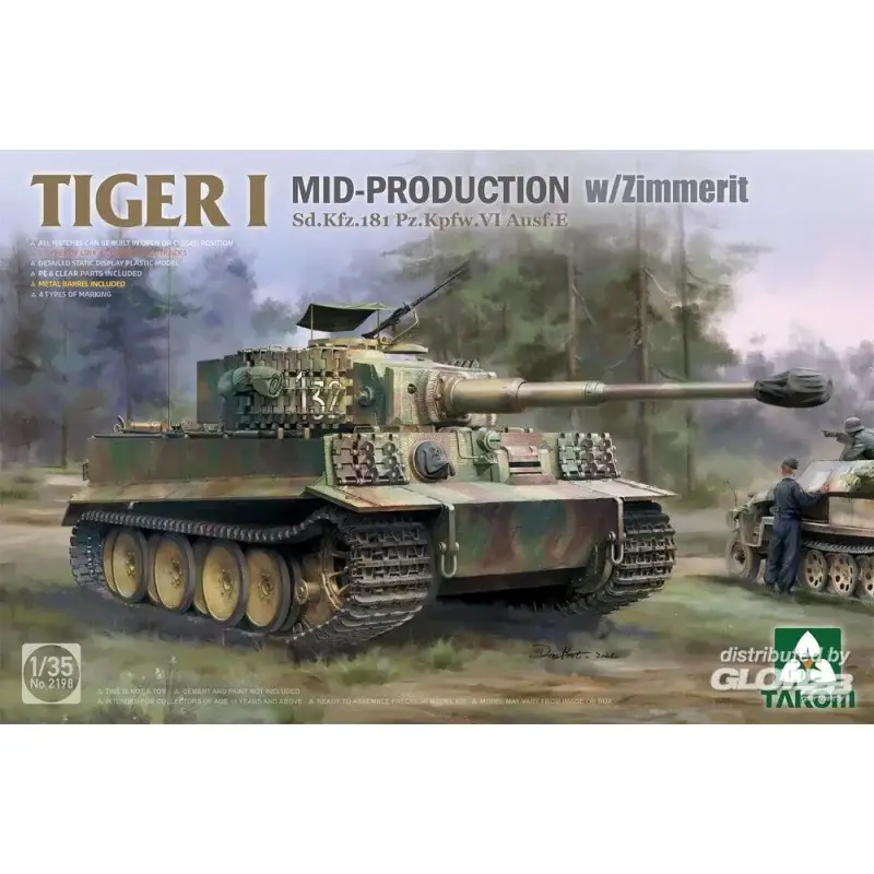 Favoriet Tiger I Mid-Production w/Zimmerit Sd.Kfz.181 Pz.Kpfw.VI Ausf.E Schaalmodel