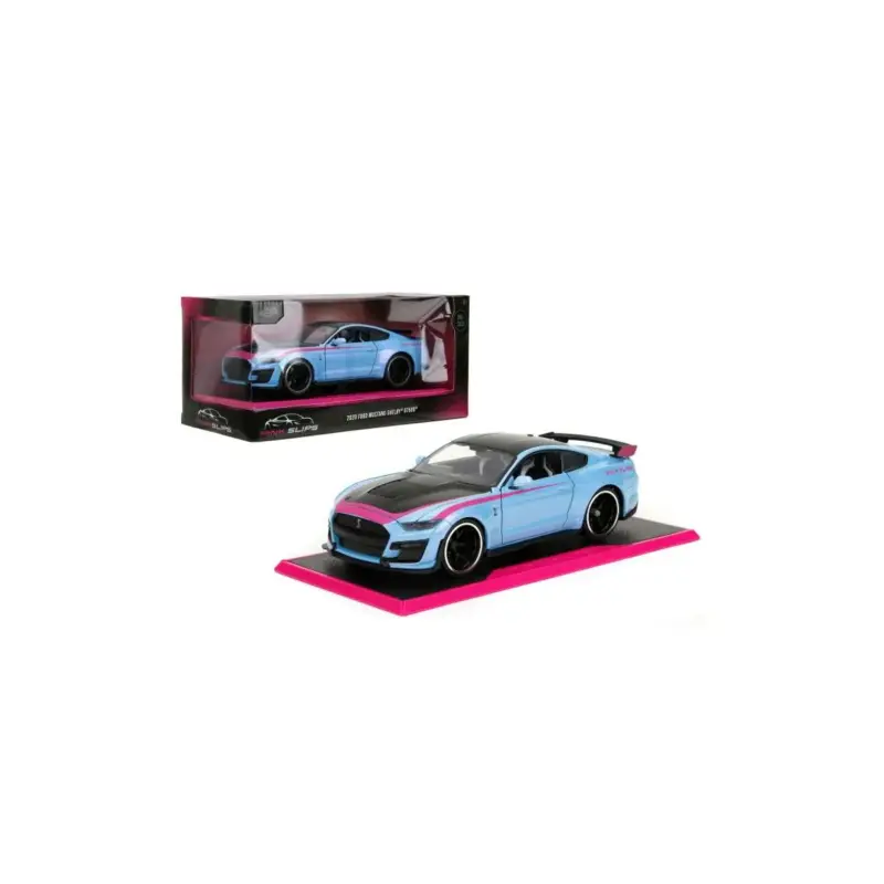 Nieuw 1:24 ford mustang shelby gt500 blue pink slips 2020 Miniatuur