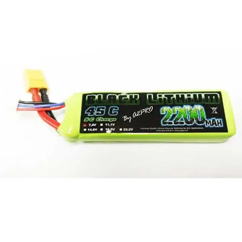 Battery LiPo Black Lithium 2200mAh 45C 2S Stroomvoorziening Nieuw