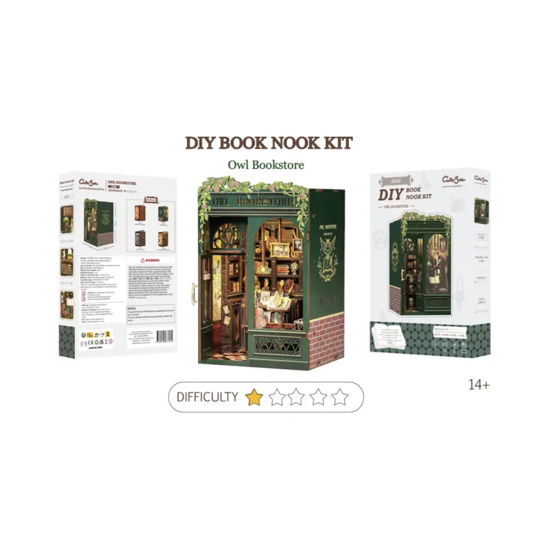 BOOK NOOK KIT - DIY - Librairie du Hibou - 139pc + LED lighting Merkproduct
