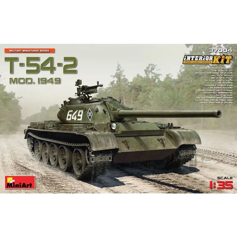 Koopje Sovjet T-54-2 Sovjet Tank Mod.1949 met interior.HIGLY GEDETAILLEERDE MODELTOTAL DETAILS 1.007.899 PLASTIC PARTS92 PHOETCHED PAR