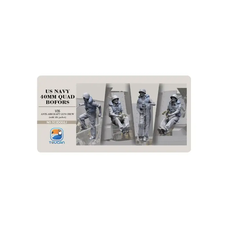 US NAVY 40MM QUAD BOFORS Anti-Aircraft Gun Crew with Life Jackets Set 1J 1:35 Figure Figuren Nu Kopen