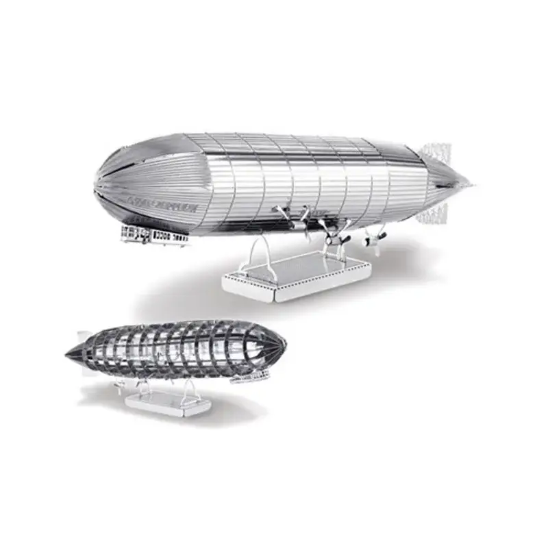 Lage Kosten MetalEarth Aviation: GRAF ZEPPELIN 12.1x3.5x3.7cm, metalen 3D-model met 2 vellen, op kaart 12x17cm, 14+