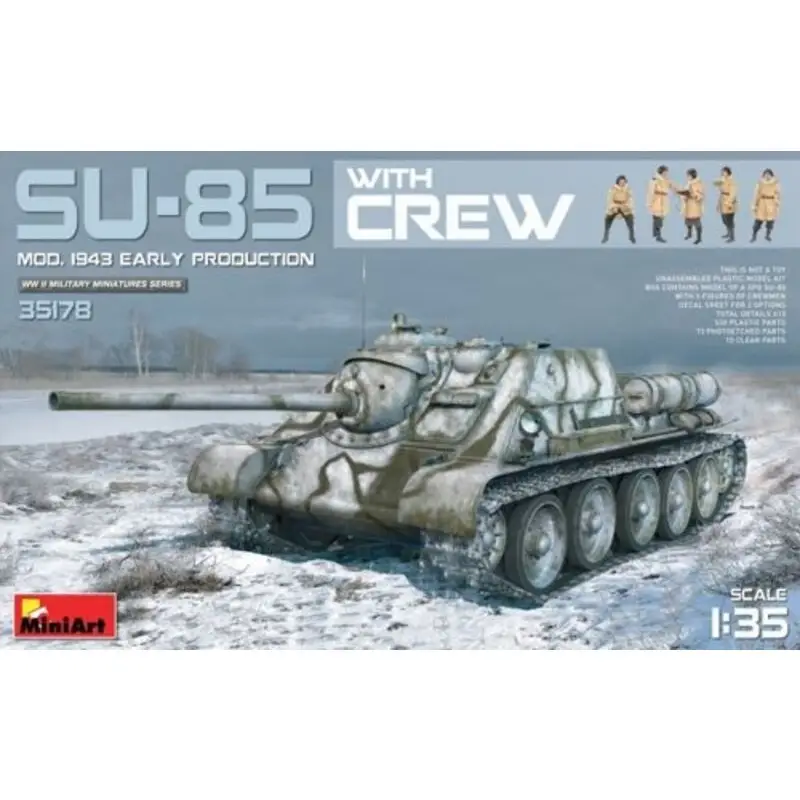Hoge Kwaliteit Russische Su-85 Model 1943 (Early) met bemanning Schaalmodel