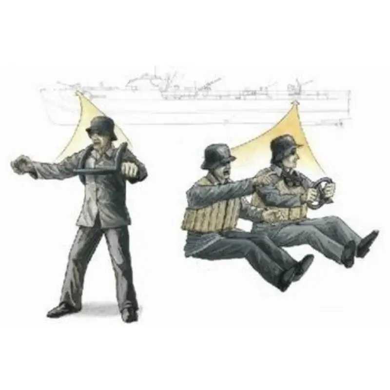 Rechtstreeks Van De Fabrikant S-100 Schnellboot 3.7cm Anti Aircraft gun crew figures x 3 (toebehoren voor modelbouwsets van Revell)