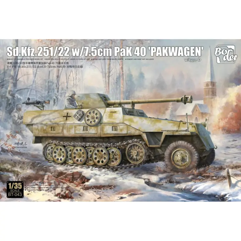 BORDER MODEL: 1/35; Sd.Kfz.251 /22 with 7.5 cm Pak 40 Pakwagen with type D Schaalmodel Lage Prijs