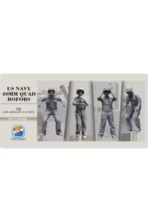 US NAVY 40MM QUAD BOFORS Anti-Aircraft Gun Crew Figure Set 2 1:35 Figuren Aanbieding