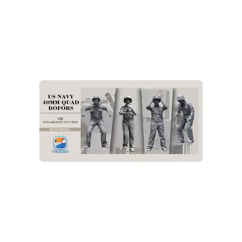 US NAVY 40MM QUAD BOFORS Anti-Aircraft Gun Crew Figure Set 2 1:35 Figuren Aanbieding