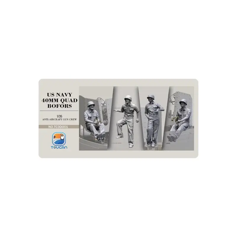 US NAVY 40MM QUAD BOFORS Anti-Aircraft Gun Crew Figure Set 1 1:35 Figuren Superprijs