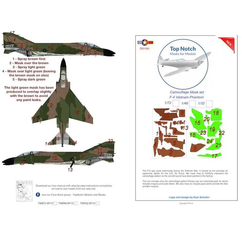 Bestel Nu McDonnell Phantom F-4 Vietnam camouflagepatroon verfmasker (ontworpen voor gebruik met Revell en Tamiya kits) [F-4E RF-4C RF-4E