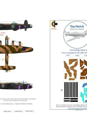 Beperkt Aanbod Avro Lancaster BI / III camouflagepatroon verfmasker (ontworpen voor gebruik met Hong Kong-modellen en Wingnut Wings-sets)