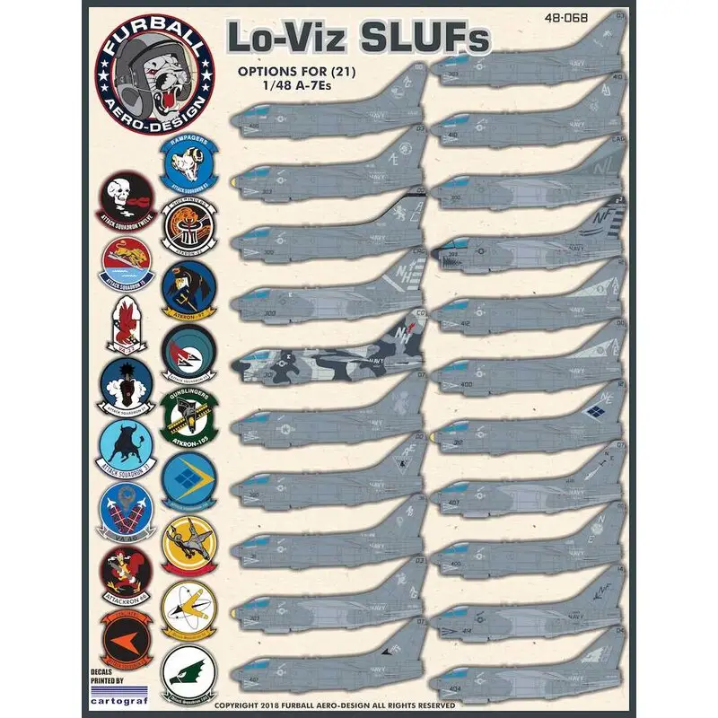 Sticker "Lo-Viz SLUFS" Deze set bevat opties om eenentwintig 1/48 Vought A-7E Corsairs te bouwen in het Tactical Paint Scheme me Korting