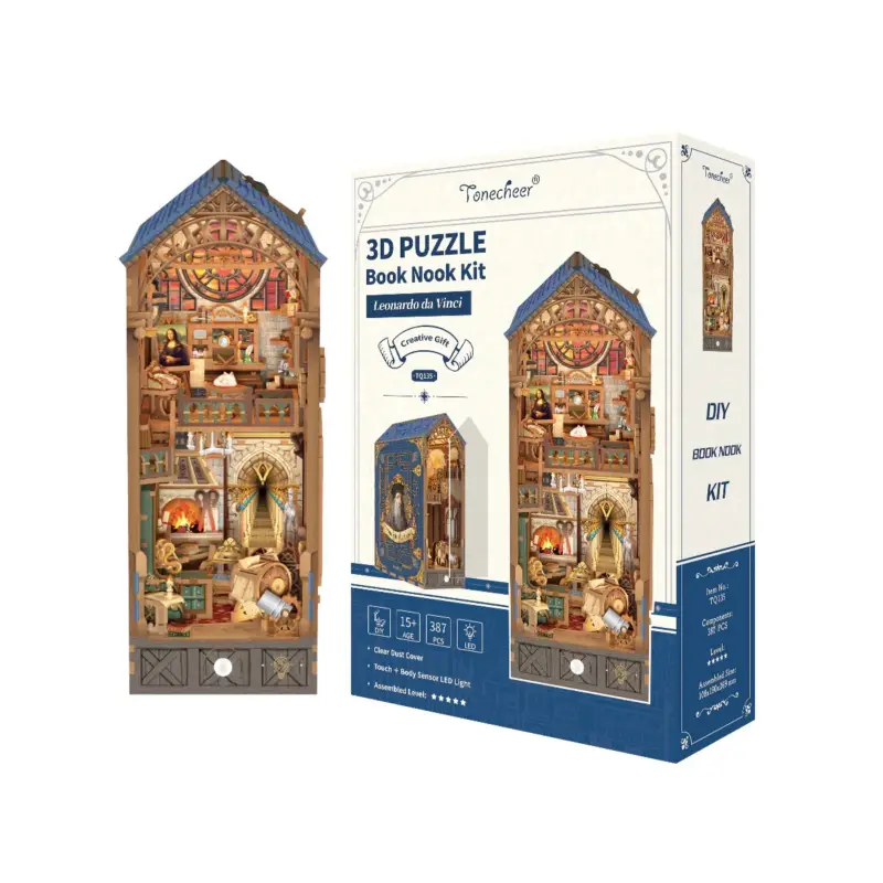 BOOK NOOK KIT - DIY- Leonardo Da Vinci - 387pcs + LED Light Bestseller
