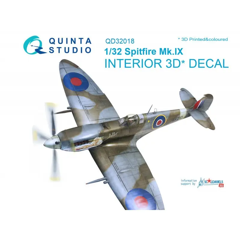 Weekendaanbieding Sticker Supermarine Spitfire Mk.IXC 3D-geprint en gekleurd interieur op decalpapier (ontworpen om te gebruiken met Tamiya-kits)