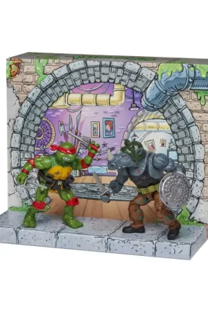 Nieuw Teenage Mutant Ninja Turtles: Remastered figures Raphael vs. Rocksteady Figuurtje