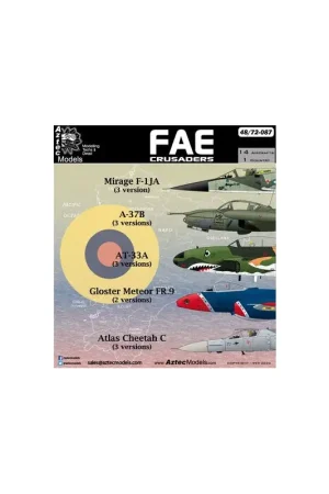 Sticker FAE Crusaders. Mirage F-1, A-37B, AT-33A, Gloster Meteor & Atlas Cheetah of the Ecuadorian Air Force Goedkoop
