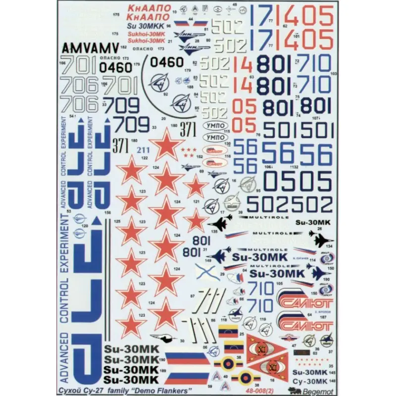 Superprijs Opnieuw gedrukt! Sukhoi Su-27 Familie 'Demo-Flankers'. Inclusief 2 grote stickervellen en 1 kleine stickervel voor 45 vliegtuige