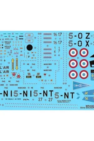Voordeelprijs Sticker Dassault Mirage 2000C 5eme Escadre: 5-OZ, 5-OX, 5-NI & 5-NT allemaal gebaseerd op Orange Air Base in de jaren 2000