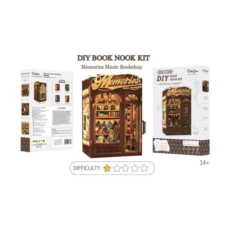 Op = Op BOOK NOOK KIT - DIY - Memories Musical Bookstore - 136pc + LED Lighting