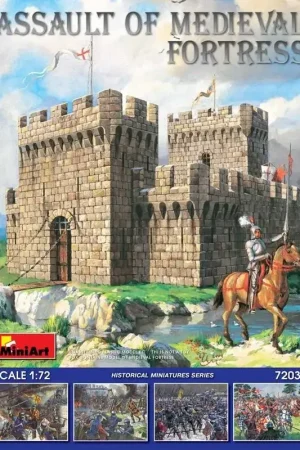 Aanbieding Assault of Medieval FortressKit bevat modellen van middeleeuwse vesting met figuren en aanvalseenheden