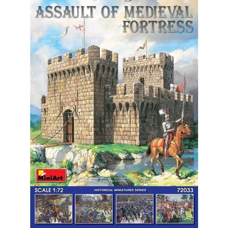 Aanbieding Assault of Medieval FortressKit bevat modellen van middeleeuwse vesting met figuren en aanvalseenheden