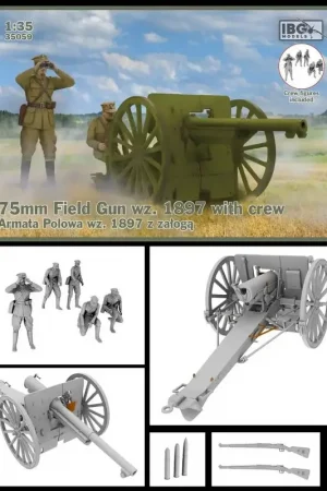 75mm veldpistool wz.1897 met Poolse artilleriefiguren (5 figuren inbegrepen) Schaalmodel Fabrieksprijs