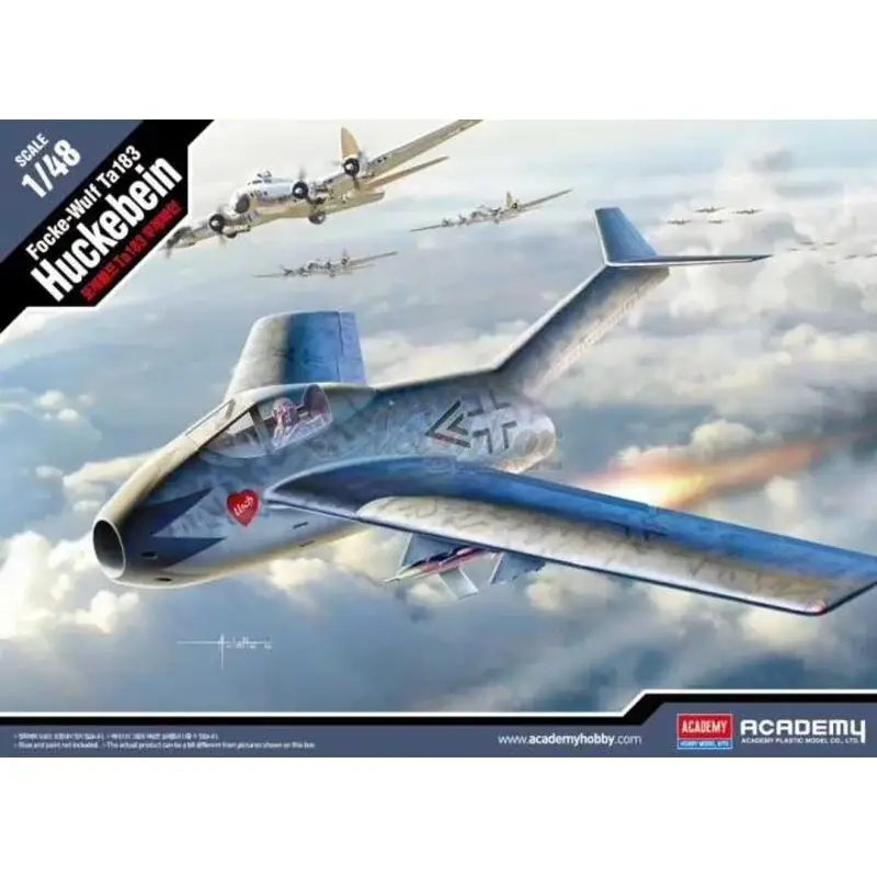 Superprijs Focke-Wulf Ta-183A Huckebein (ex-AMTech en Tamiya) Heruitgave met Cartograf-emblemen voor 5 naoorlogse vliegtuigen, luifelmasker