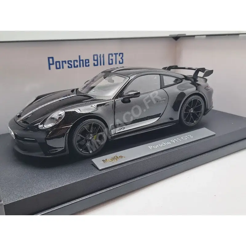 Porsche 911 gt3 2022 zwart met strips Miniatuur Betaalbaar