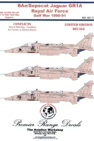 Hete Deal Sticker Sepecat Jaguar GR.1 Desert Storm (12) XX733 ′Baggers′ XZ364 ′Badman′ XZ108 ′Rule Brittania′ XZ375 ′The Guardian Reader′