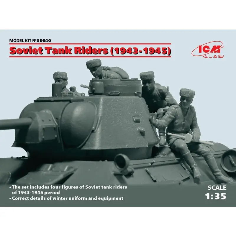Russisch / Sovjet Tank Riders (1943-1945) (4 cijfers) (100% nieuwe schimmels) Schaalmodel Gereduceerde Prijs