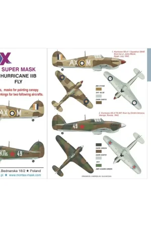 Nieuw Hawker Hurricane Mk.IIb 2 luifelmasker (buiten & binnen) + 3 insignes maskers + stickers (ontworpen voor gebruik met Fly-sets)