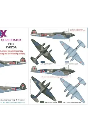 Petljakov Pe-2 is ontworpen voor gebruik met Zvezda kits) 2 kap masker (buiten en binnen) + 1 insignia maskers + decals Speciale Aanbieding