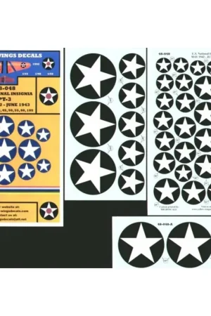 Sticker US National Insignia 1942-43 without Red Centre 7 sizes Decal Uitverkoop